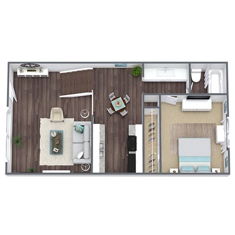 1X1A Floor Plan, 594 SQFT.